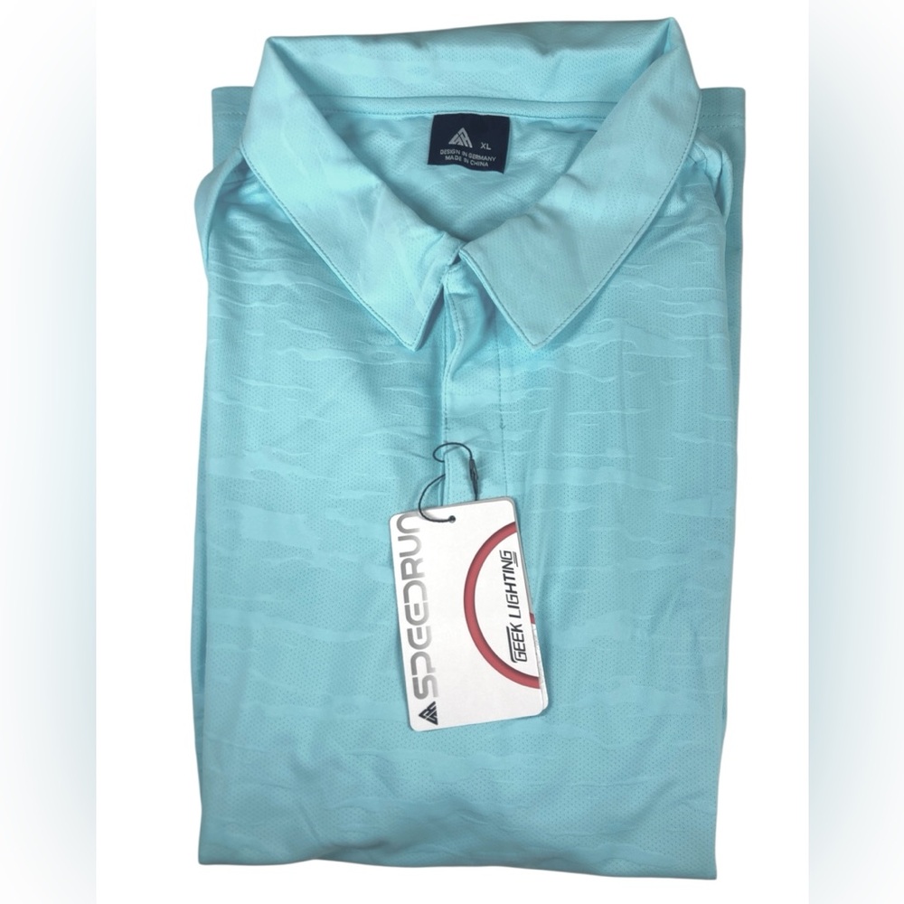 Tech Polo Mens XL Polo Shirt Stay Dry Temp Odor Control Loose Fit NWT Light Blue